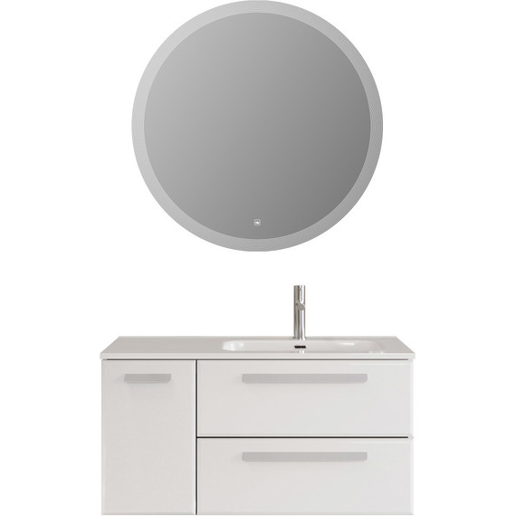 Тумба подвесная с раковиной Cezares ECO-CER-N-1000-2C-1A-SO-BL-R 100 см (раковина CZR-8095-100-R) bianco lucido - фото 11