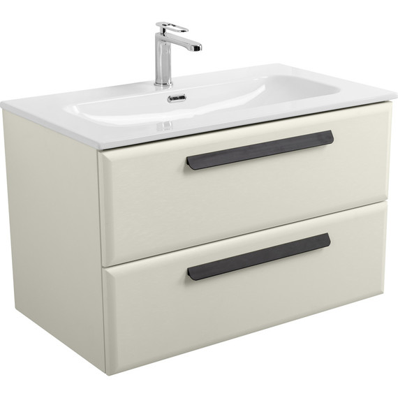 Тумба подвесная с раковиной Cezares ECO-CER-N-800-2C-SO-AS-P 80 см (раковина CZR-8073-80) альпака брашированная - фото 2