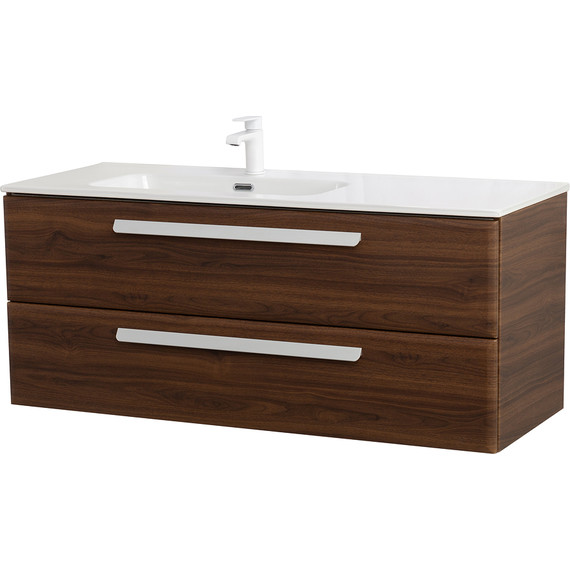 Тумба подвесная с раковиной Cezares ECO-CER-N-1200-2C-SO-NCS-P-L 120 см (раковина CZR-8095-120-L) орех шоколад софт - фото 2