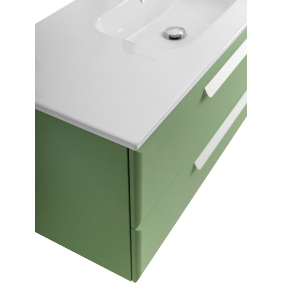 Тумба подвесная с раковиной Cezares ECO-CER-N-1200-2C-SO-PS-P 120 см (раковина CZR-8095-120) фисташковый софт - фото 6