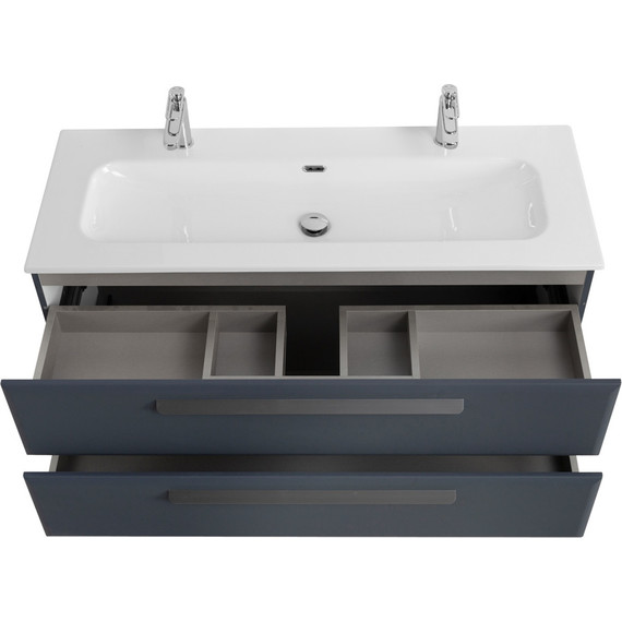 Тумба подвесная с раковиной Cezares ECO-CER-N-1200-2C-SO-GR-P 120 см (раковина CZR-8073-120-1-2) grafito - фото 4