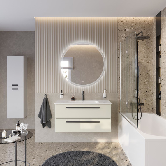 Тумба подвесная с раковиной Cezares ECO-CER-N-1000-2C-SO-AS-P 100 см (раковина CZR-8095-100) альпака брашированная - фото 13