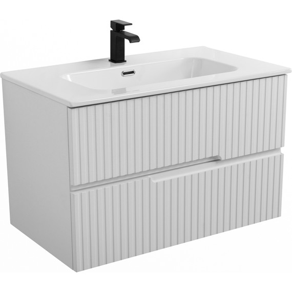 Тумба подвесная с раковиной Cezares DUET-N-800-2C-SO-FBS-P 80 см (раковина CZR-8095-80) ясень белый софт - фото 2