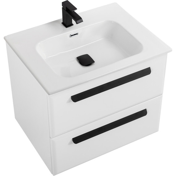 Тумба подвесная с раковиной Cezares ECO-CER-N-600-2C-SO-BL 60 см (раковина CZR-8095-60) bianco lucido - фото 6