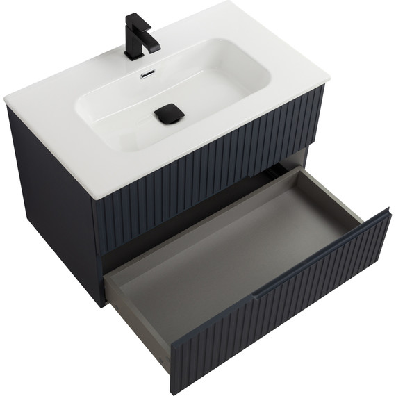 Тумба подвесная с раковиной Cezares DUET-N-800-2C-SO-GR-P 80 см (раковина CZR-8095-80) grafito - фото 3