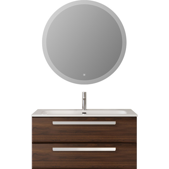 Тумба подвесная с раковиной Cezares ECO-CER-N-1000-2C-SO-NCS-P 100 см (раковина CZR-8073-100) орех шоколад софт - фото 15