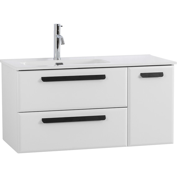 Тумба подвесная с раковиной Cezares ECO-CER-N-1000-2C-1A-SO-BL-L 100 см (раковина CZR-8095-100-L) bianco lucido - фото 2