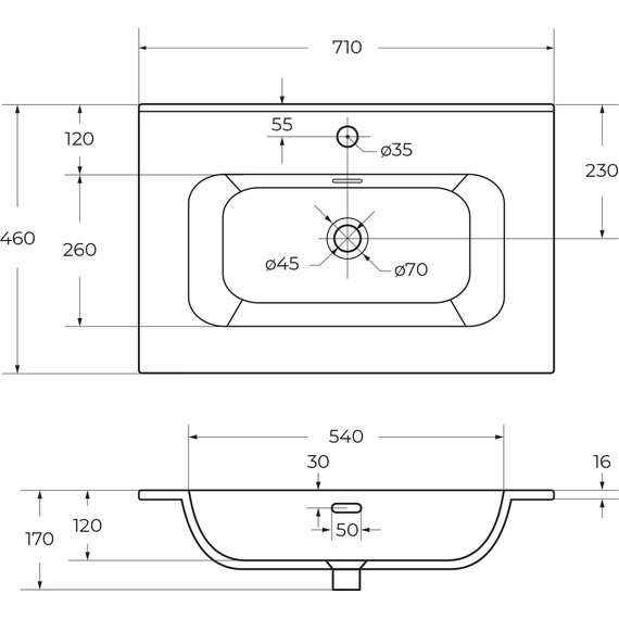 Тумба подвесная с раковиной Cezares DUET-N-700-2C-SO-BL 70 см (раковина CZR-8095-70) bianco lucido - фото 9