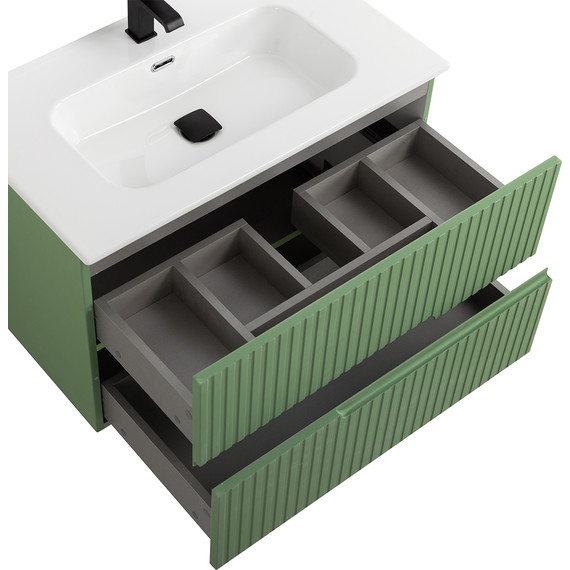 Тумба подвесная с раковиной Cezares DUET-N-800-2C-SO-PS-P 80 см (раковина CZR-8095-80) фисташковый софт - фото 5