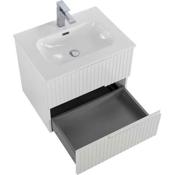 Тумба подвесная с раковиной Cezares DUET-N-600-2C-SO-BL 60 см (раковина CZR-8073-60) bianco lucido - фото 3