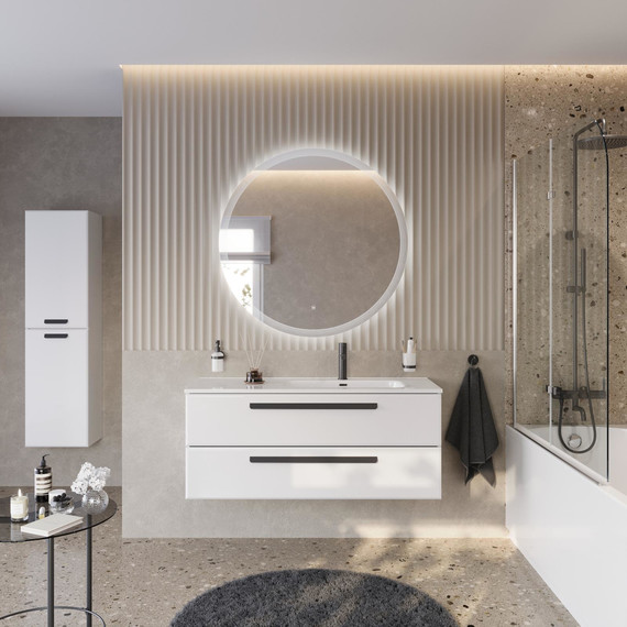 Тумба подвесная с раковиной Cezares ECO-CER-N-1200-2C-SO-BL-R 120 см (раковина CZR-8095-120-R) bianco lucido - фото 13