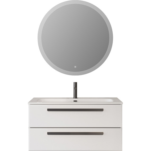 Тумба подвесная с раковиной Cezares ECO-CER-N-1000-2C-SO-BO 100 см (раковина CZR-8073-100) bianco opaco - фото 7