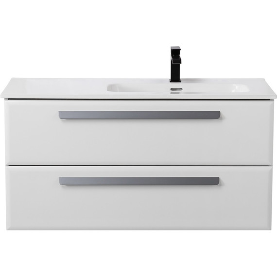 Тумба подвесная с раковиной Cezares ECO-CER-N-1000-2C-SO-BL-R 100 см (раковина CZR-8095-100-R) bianco lucido - фото 