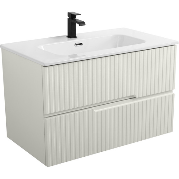 Тумба подвесная с раковиной Cezares DUET-N-800-2C-SO-AS-P 80 см (раковина CZR-8095-80) альпака брашированная - фото 2