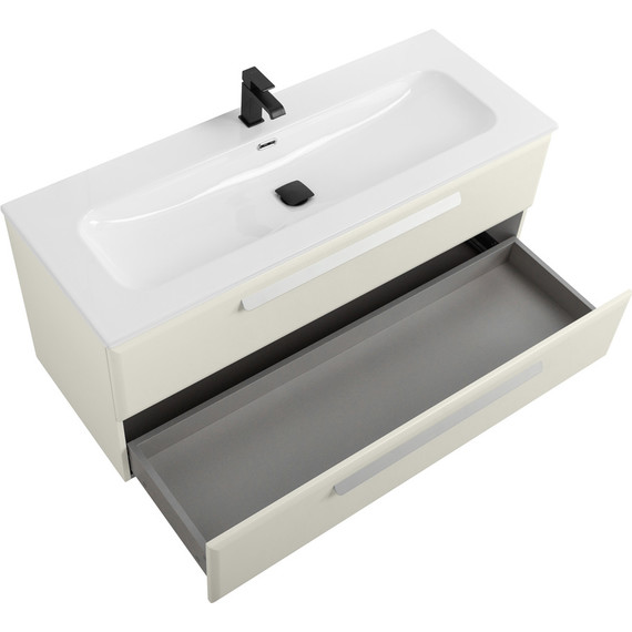 Тумба подвесная с раковиной Cezares ECO-CER-N-1200-2C-SO-AS-P 120 см (раковина CZR-8073-120) альпака брашированная - фото 4