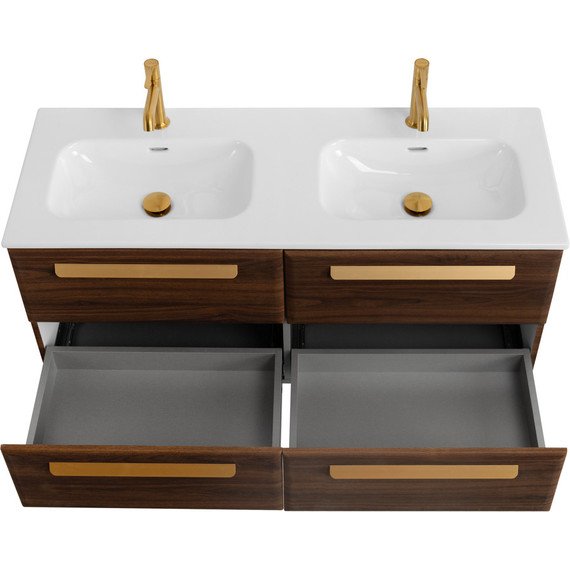 Тумба подвесная с раковиной Cezares ECO-CER-N-1200-4C-SO-2-NCS-P 120 см (раковина CZR-8073-120-2) орех шоколад софт - фото 6