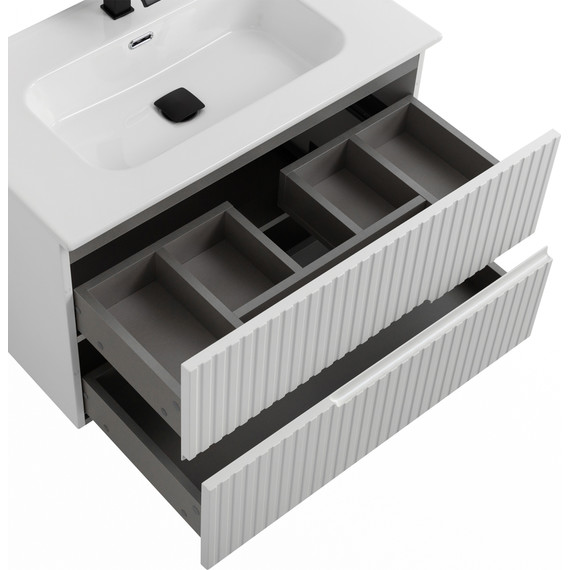 Тумба подвесная с раковиной Cezares DUET-N-800-2C-SO-BL 80 см (раковина CZR-8095-80) bianco lucido - фото 5