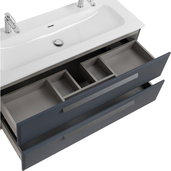 Тумба подвесная с раковиной Cezares ECO-CER-N-1200-2C-SO-GR-P 120 см (раковина CZR-8073-120-1-2) grafito - фото 5