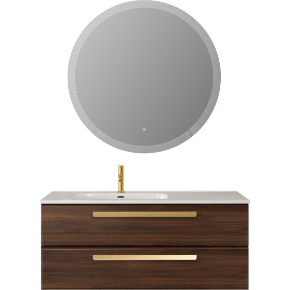 Тумба подвесная с раковиной Cezares ECO-CER-N-1200-2C-SO-NCS-P-L 120 см (раковина CZR-8095-120-L) орех шоколад софт - фото 9