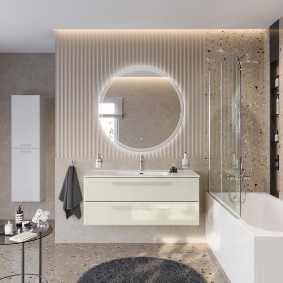 Тумба подвесная с раковиной Cezares ECO-CER-N-1200-2C-SO-AS-P 120 см (раковина CZR-8095-120) альпака брашированная - фото 11