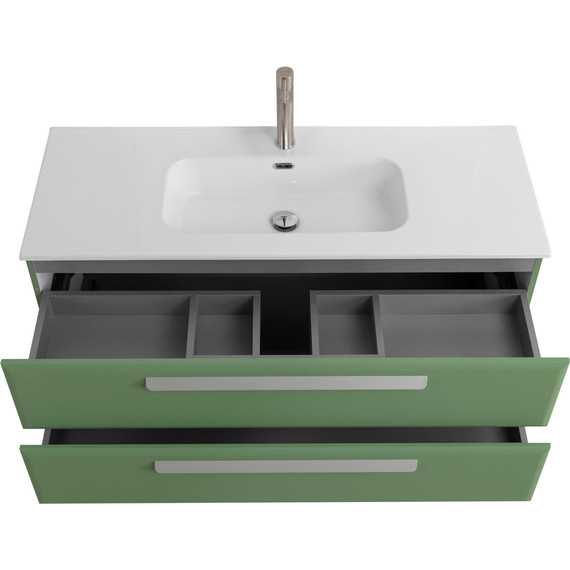 Тумба подвесная с раковиной Cezares ECO-CER-N-1200-2C-SO-PS-P 120 см (раковина CZR-8095-120) фисташковый софт - фото 4