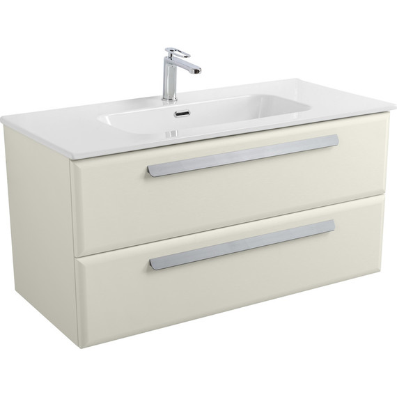 Тумба подвесная с раковиной Cezares ECO-CER-N-1000-2C-SO-AS-P 100 см (раковина CZR-8095-100) альпака брашированная - фото 2