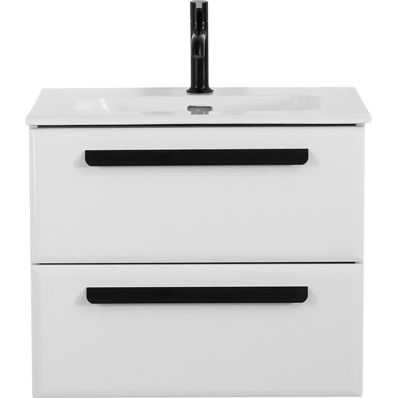 Тумба подвесная с раковиной Cezares ECO-CER-N-600-2C-SO-BL 60 см (раковина CZR-8073-60) bianco lucido - фото 