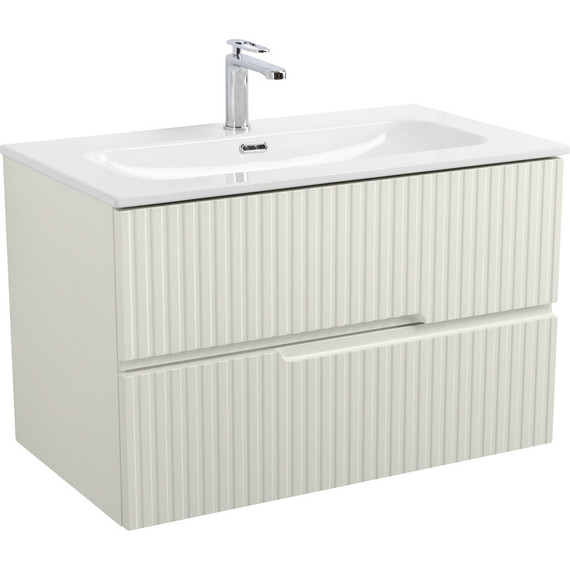 Тумба подвесная с раковиной Cezares DUET-N-800-2C-SO-AS-P 80 см (раковина CZR-8073-80) альпака брашированная - фото 2