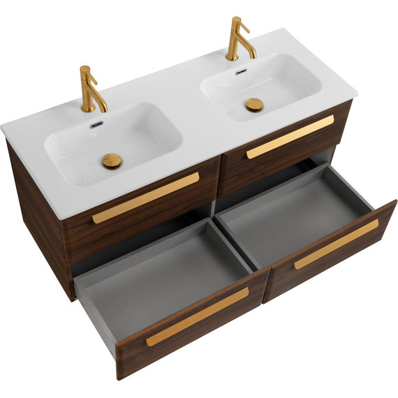 Тумба подвесная с раковиной Cezares ECO-CER-N-1200-4C-SO-2-NCS-P 120 см (раковина CZR-8095-120-2) орех шоколад софт - фото 3