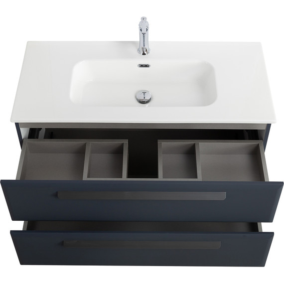 Тумба подвесная с раковиной Cezares ECO-CER-N-1000-2C-SO-GR-P 100 см (раковина CZR-8095-100) grafito - фото 4