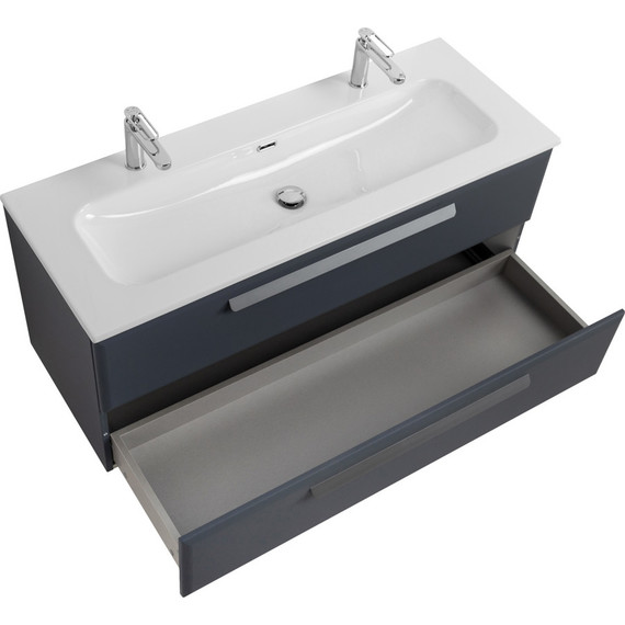 Тумба подвесная с раковиной Cezares ECO-CER-N-1200-2C-SO-GR-P 120 см (раковина CZR-8073-120-1-2) grafito - фото 3