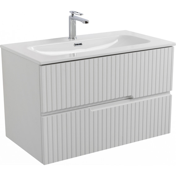 Тумба подвесная с раковиной Cezares DUET-N-800-2C-SO-FBS-P 80 см (раковина CZR-8073-80) ясень белый софт - фото 2