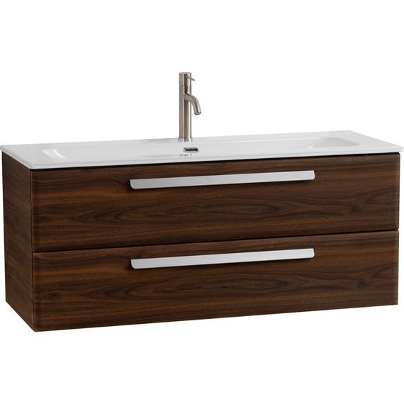 Тумба подвесная с раковиной Cezares ECO-CER-N-1200-2C-SO-NCS-P 120 см (раковина CZR-8073-120) орех шоколад софт - фото 2