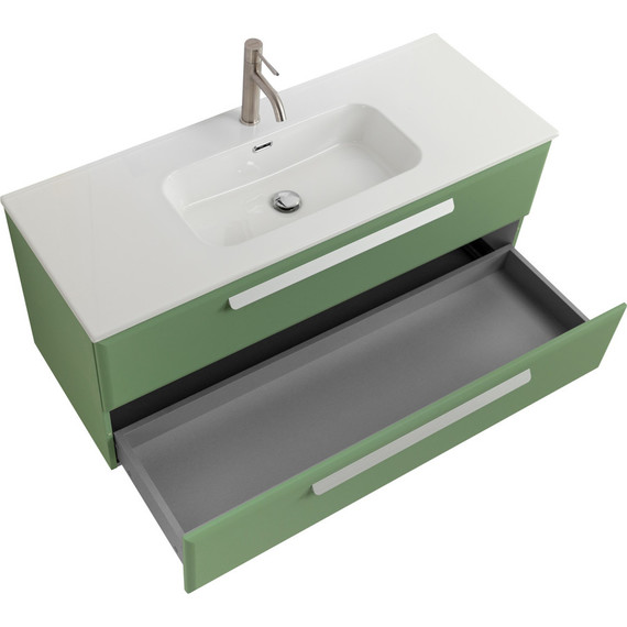 Тумба подвесная с раковиной Cezares ECO-CER-N-1200-2C-SO-PS-P 120 см (раковина CZR-8095-120) фисташковый софт - фото 3