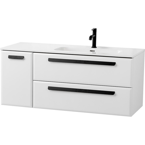 Тумба подвесная с раковиной Cezares ECO-CER-N-1200-2C-1A-SO-BL-R 120 см (раковина CZR-8095-120-R) bianco lucido - фото 2