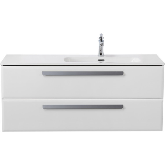 Тумба подвесная с раковиной Cezares ECO-CER-N-1200-2C-SO-BL-R 120 см (раковина CZR-8095-120-R) bianco lucido - фото 