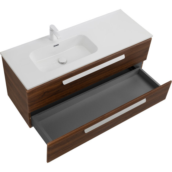 Тумба подвесная с раковиной Cezares ECO-CER-N-1200-2C-SO-NCS-P-L 120 см (раковина CZR-8095-120-L) орех шоколад софт - фото 3