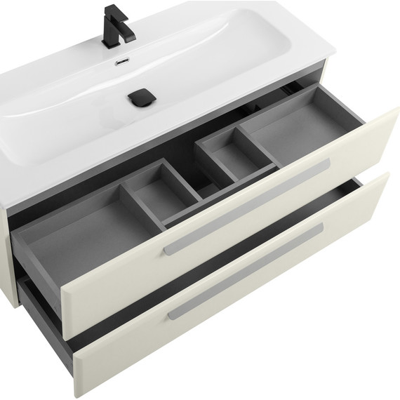 Тумба подвесная с раковиной Cezares ECO-CER-N-1200-2C-SO-AS-P 120 см (раковина CZR-8073-120) альпака брашированная - фото 6