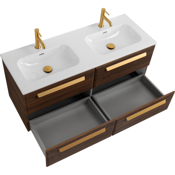 Тумба подвесная с раковиной Cezares ECO-CER-N-1200-4C-SO-2-NCS-P 120 см (раковина CZR-8073-120-2) орех шоколад софт - фото 3