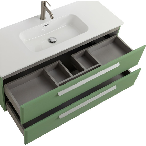 Тумба подвесная с раковиной Cezares ECO-CER-N-1200-2C-SO-PS-P 120 см (раковина CZR-8095-120) фисташковый софт - фото 5