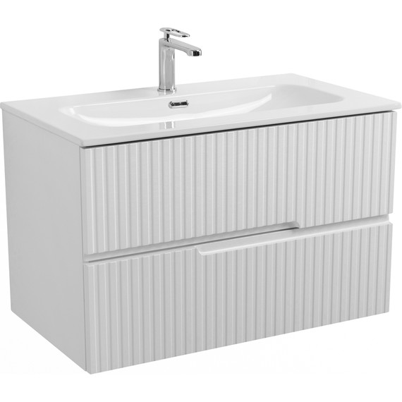 Тумба подвесная с раковиной Cezares DUET-N-800-2C-SO-BL 80 см (раковина CZR-8073-80) bianco lucido - фото 2