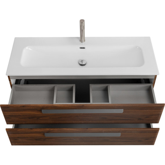 Тумба подвесная с раковиной Cezares ECO-CER-N-1200-2C-SO-NCS-P 120 см (раковина CZR-8073-120) орех шоколад софт - фото 4