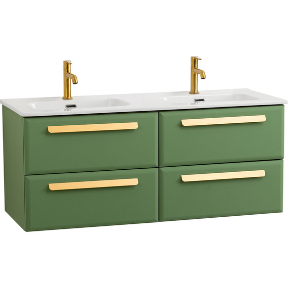 Тумба подвесная с раковиной Cezares ECO-CER-N-1200-4C-SO-2-PS-P 120 см (раковина CZR-8073-120-2) фисташковый софт - фото 2