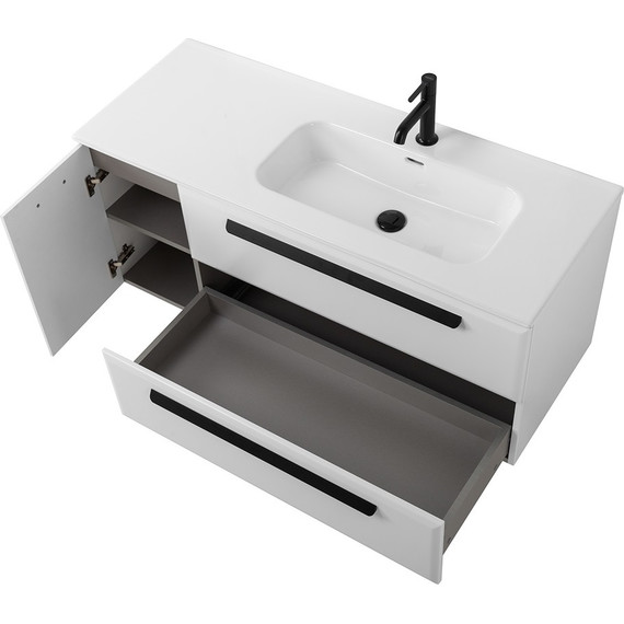 Тумба подвесная с раковиной Cezares ECO-CER-N-1200-2C-1A-SO-BL-R 120 см (раковина CZR-8095-120-R) bianco lucido - фото 5