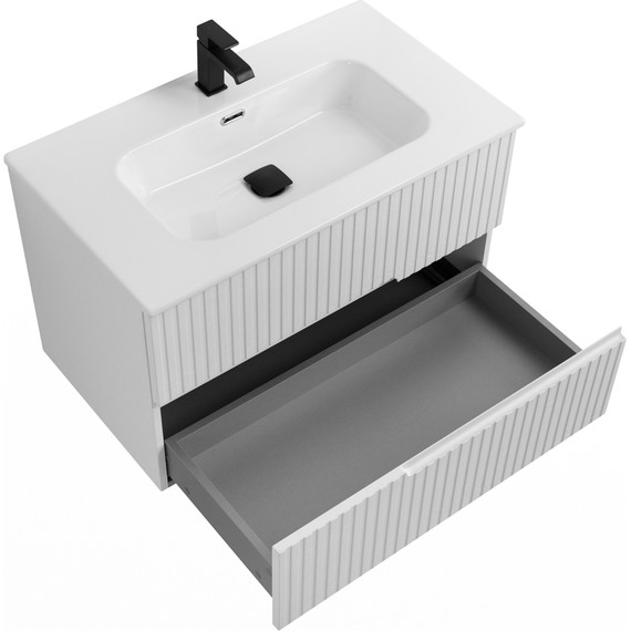 Тумба подвесная с раковиной Cezares DUET-N-800-2C-SO-FBS-P 80 см (раковина CZR-8095-80) ясень белый софт - фото 3