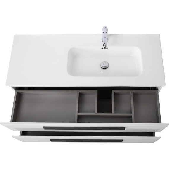 Тумба подвесная с раковиной Cezares ECO-CER-N-1200-2C-SO-BL-R 120 см (раковина CZR-8095-120-R) bianco lucido - фото 4