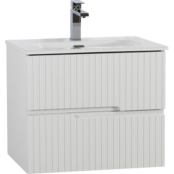 Тумба подвесная с раковиной Cezares DUET-N-600-2C-SO-BL 60 см (раковина CZR-8073-60) bianco lucido - фото 2