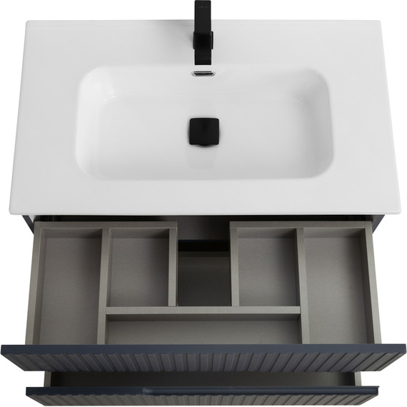 Тумба подвесная с раковиной Cezares DUET-N-800-2C-SO-GR-P 80 см (раковина CZR-8095-80) grafito - фото 4