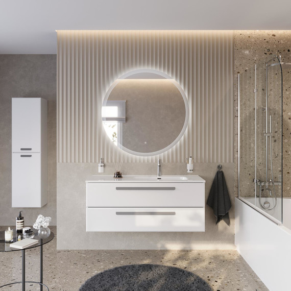 Тумба подвесная с раковиной Cezares ECO-CER-N-1200-2C-SO-BL-R 120 см (раковина CZR-8095-120-R) bianco lucido - фото 11