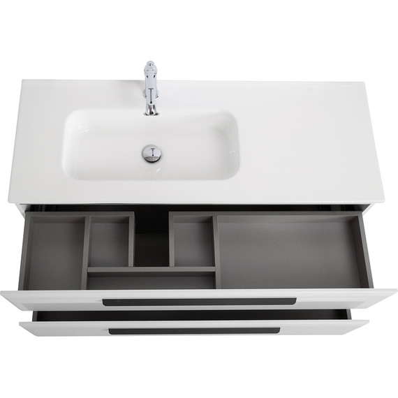 Тумба подвесная с раковиной Cezares ECO-CER-N-1200-2C-SO-BL-L 120 см (раковина CZR-8095-120-L) bianco lucido - фото 4